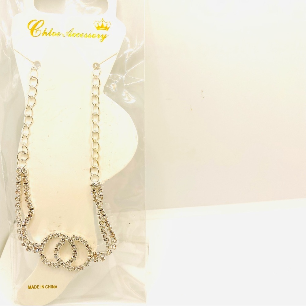 Anklet Crystal Forever Love set in Silver Tone. SUPER BRILLIANT AND SPARKLY! - Picture 2 of 11